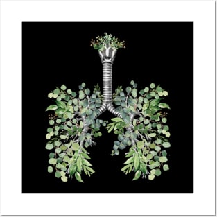 Lung Anatomy,  green leaves, Cancer Awareness Posters and Art